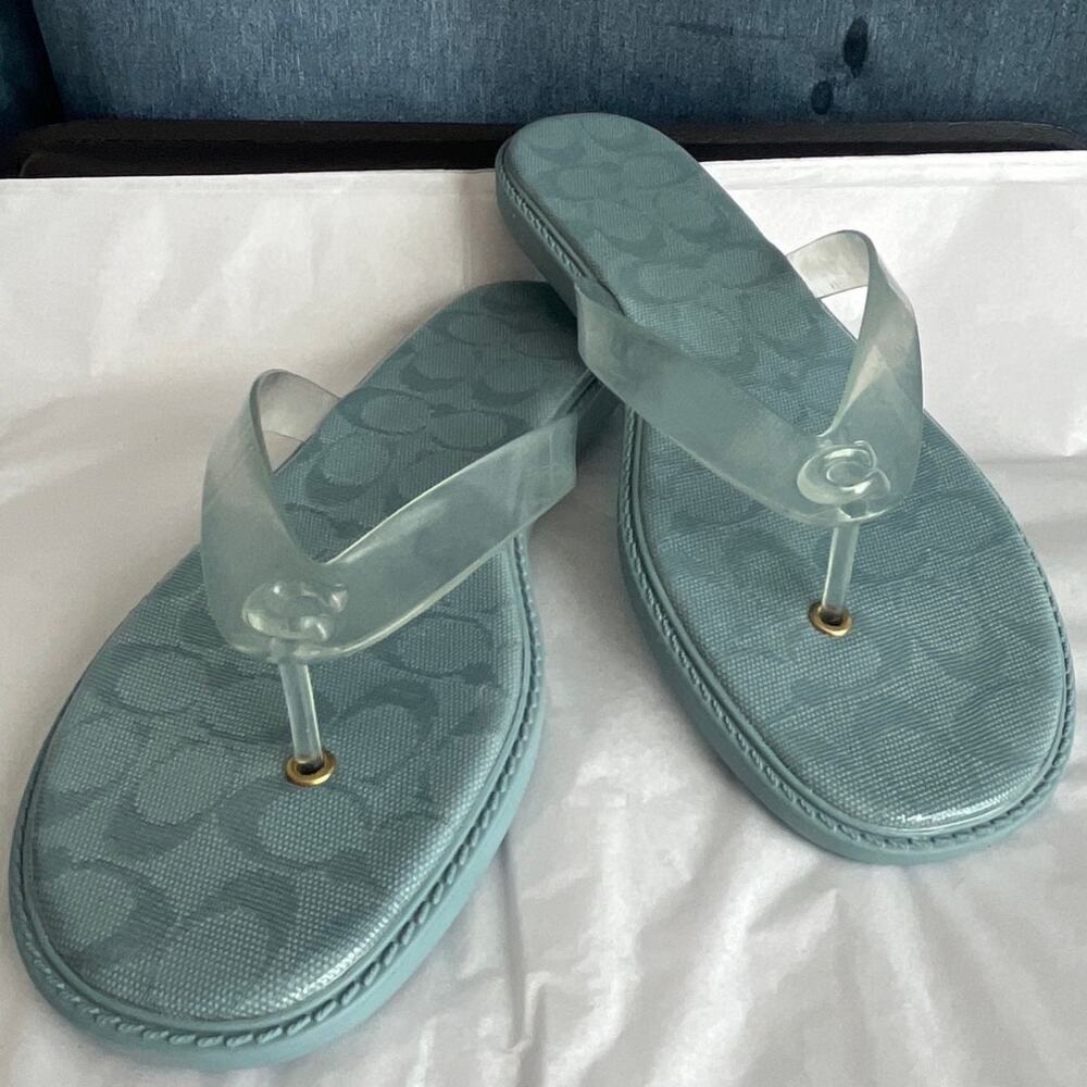 Coach Women’s 10 B Sea mist Jelly Flip flop bechy/vacation Resort wear summer